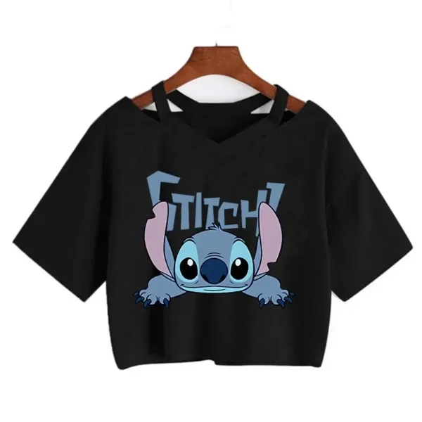 crop top negro stitch