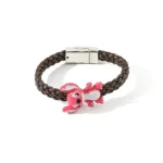 pulsera cuero stitch rosa