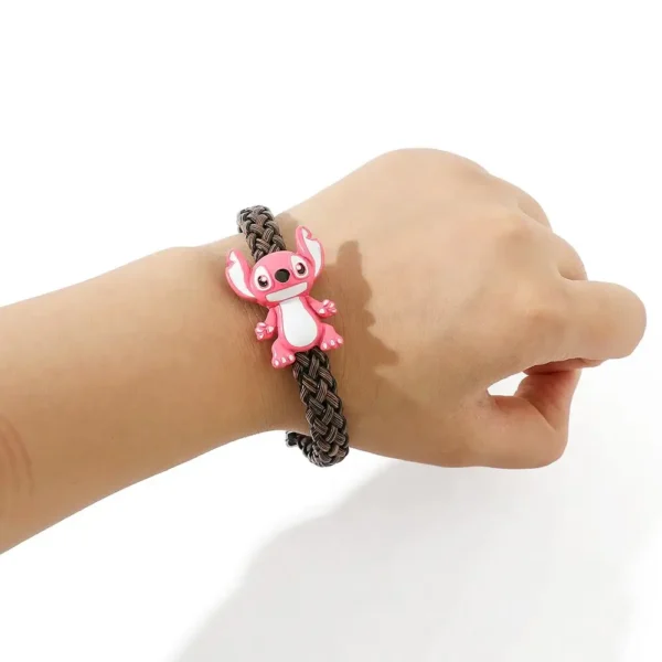 pulsera cuero stitch rosa