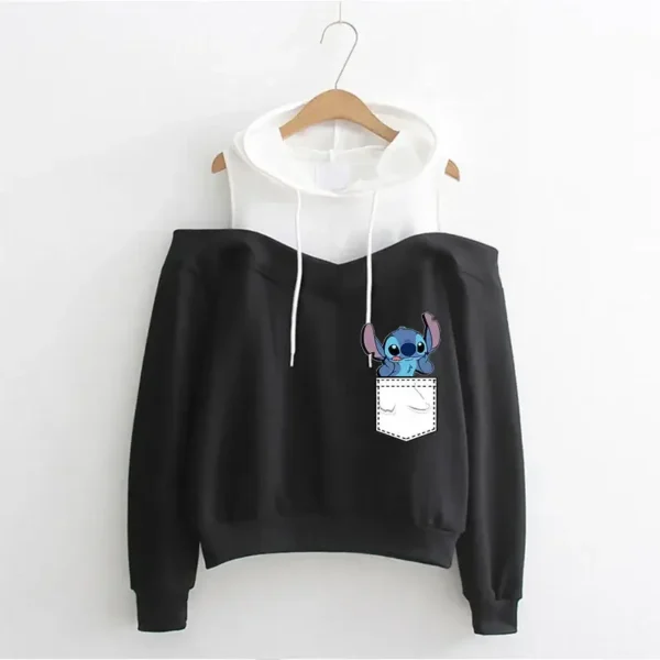 sudadera stitch blanco y negro